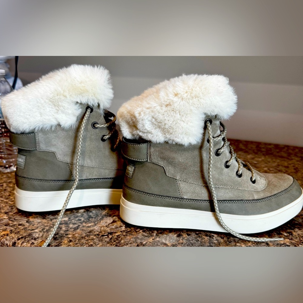 UGG Gray Koolaburra Cream Fur-Lined Boots
